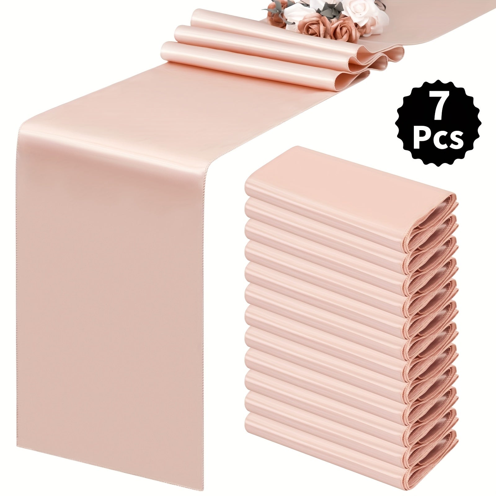 7pcs Satin Tablecloths, 12x108 Inches | Smooth Polyester Fabric, Ideal for Weddings, Birthday Parties, Banquets, Hotel Events, Decorates Rectangular and Round Tables