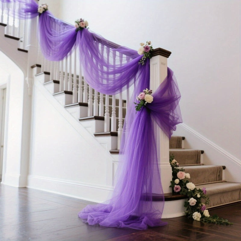 Light Purple Tulle Fabric - Soft Polyester Material for Wedding Decor, Chair & Table Coverings (6-8 pcs)