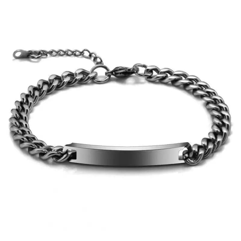 Fashion Men Custom Name ID Bar Bracelet Valentine Gift Stainless Steel Chain Bracelets For Male Personalize Jewelry Wholesale