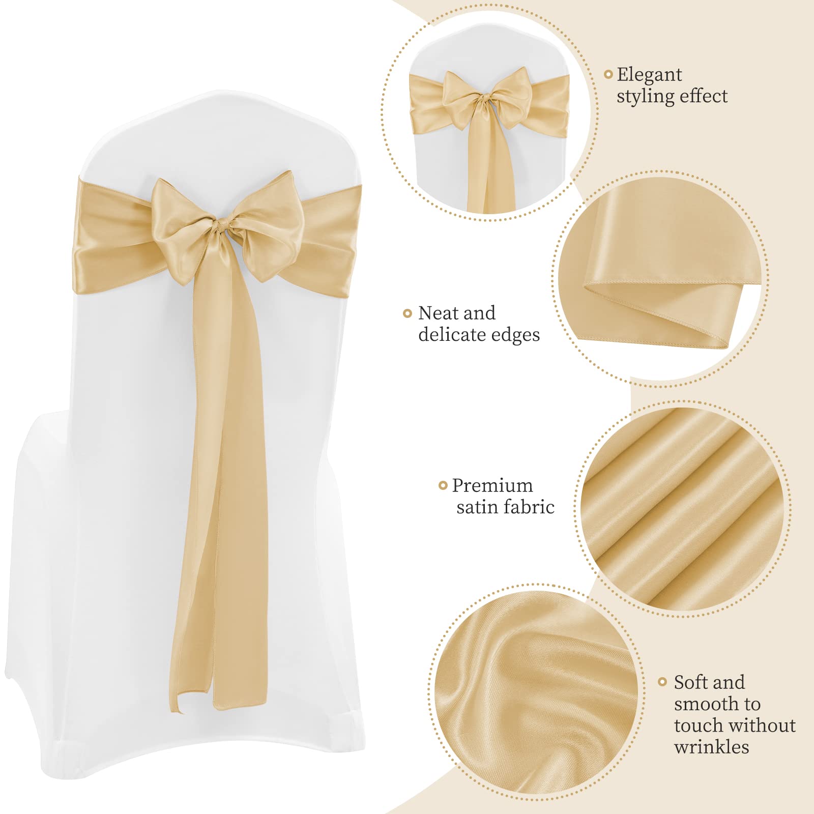 100 PCS Satin Chair Sashes Red Bows Sashes for Chair Covers, Washable Reusable Chair Cover Back Tie Supplies for Wedding Reception Events Banquets Home Kitchen Decoration (7 x 108 inch)