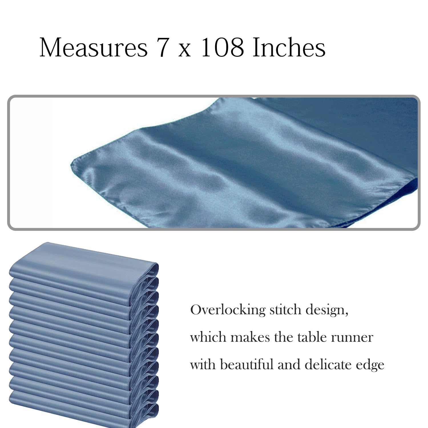 50 Baby Blue Chair Sashes Satin Chair Bows for Wedding Birthday Party Fiesta Decor - 7x108 Inches Ribbons Ties Fitted Banquets Folding Decorations