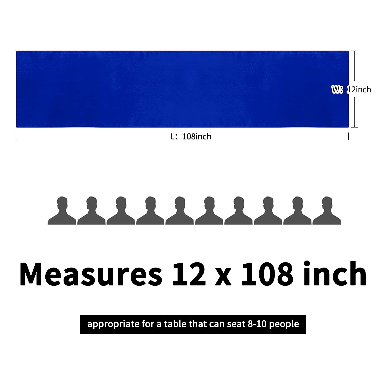 Pesonlook 15 Pack Royal Blue Table Runners 12 x 108 Inch Long for Rectangle Round Tables, Satin Table Runner for Wedding, Birthday Party Banquets Graduation Engagements Decoration