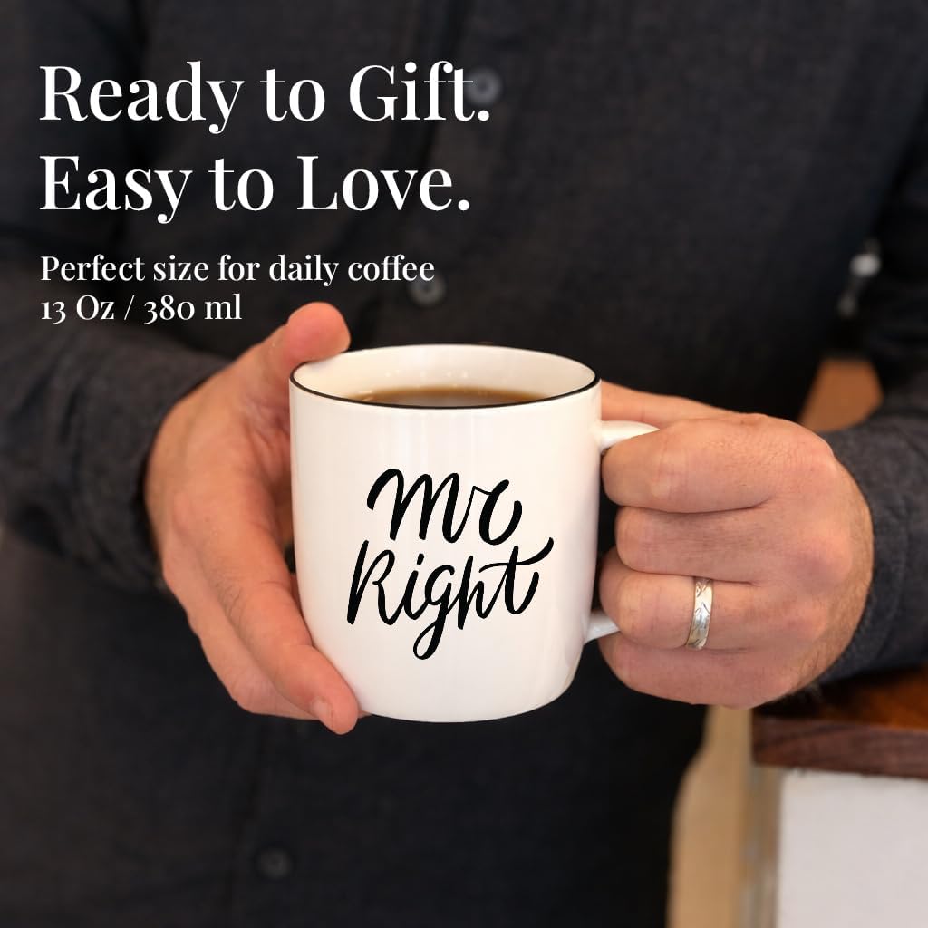 Triple Gifffted Mr Right and Mrs Always Right Coffee Mugs Gift Set, 380 ml | Gifts for Couples, Wedding Anniversary, Engagement, Christmas, His & Hers, Bride and Groom, Parents, Newlyweds Bridal Shower