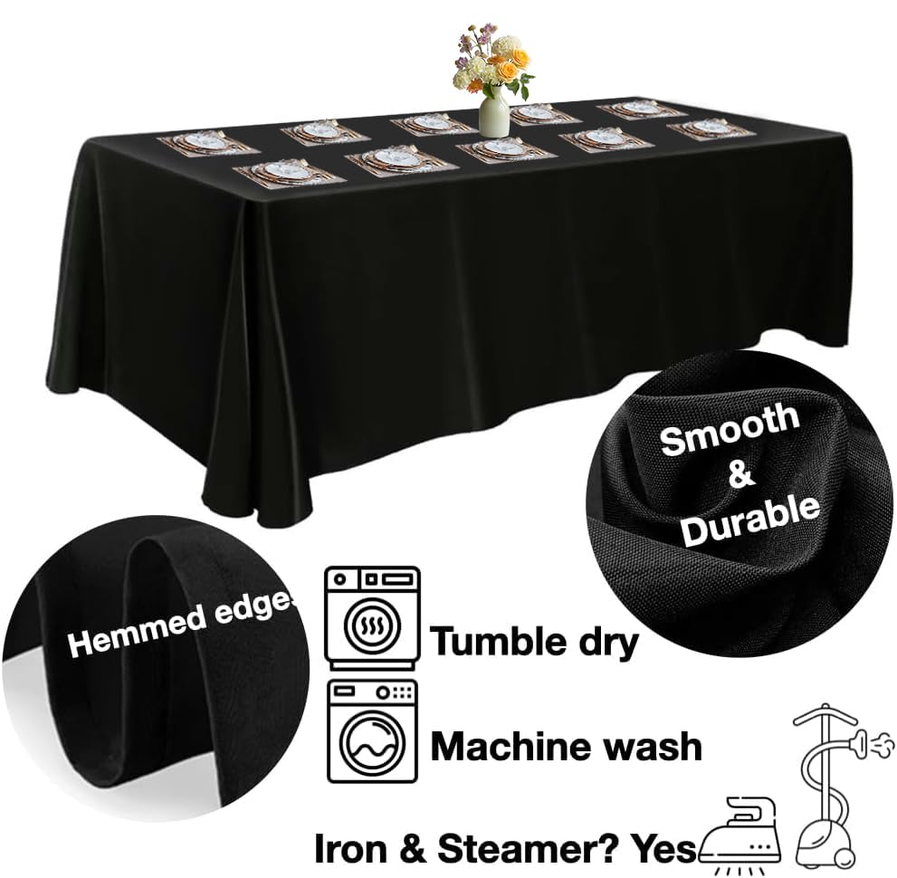 Urby Tablecloth for 6-8ft Rectangle Tables 8-12 Person, Nappe de Table rectangulaire, Machine Washable Polyester Table Cloths. XXL. White. 90'' x 132''