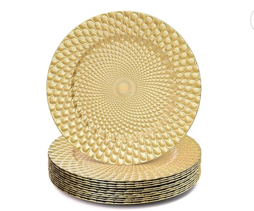 Charger Plates 13" Gold & White - 2,50$/assiette | Tayamek Anamera Rental