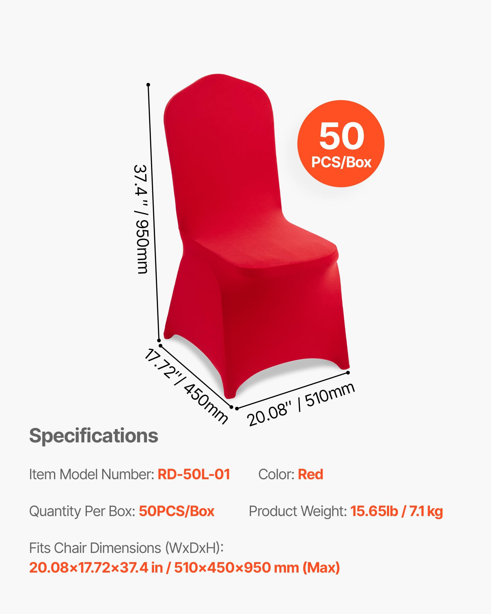 VEVOR 50 Pcs Navy Blue Chair Covers, Polyester Spandex Chair Cover, Stretch Slipcovers for Wedding Party Dining Banquet Flat-Front Chair Covers, Fits Chair Measures up to 20.08 x 17.72 x 37.4 inch