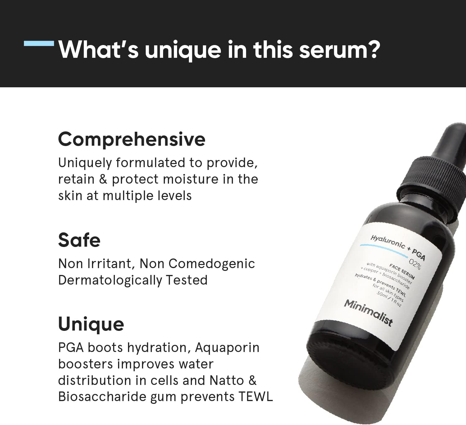 Minimalist 2% Hyaluronic Acid Serum for Face for Intense Hydration, Glow & Lesser Fine Lines | Helps with Skin Dryness & Elasticity | For Women & Men | For all Skin Types | 1 Fl Oz / 30 ml