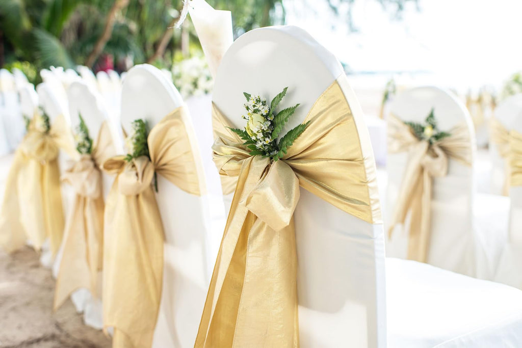 50 Baby Blue Chair Sashes Satin Chair Bows for Wedding Birthday Party Fiesta Decor - 7x108 Inches Ribbons Ties Fitted Banquets Folding Decorations