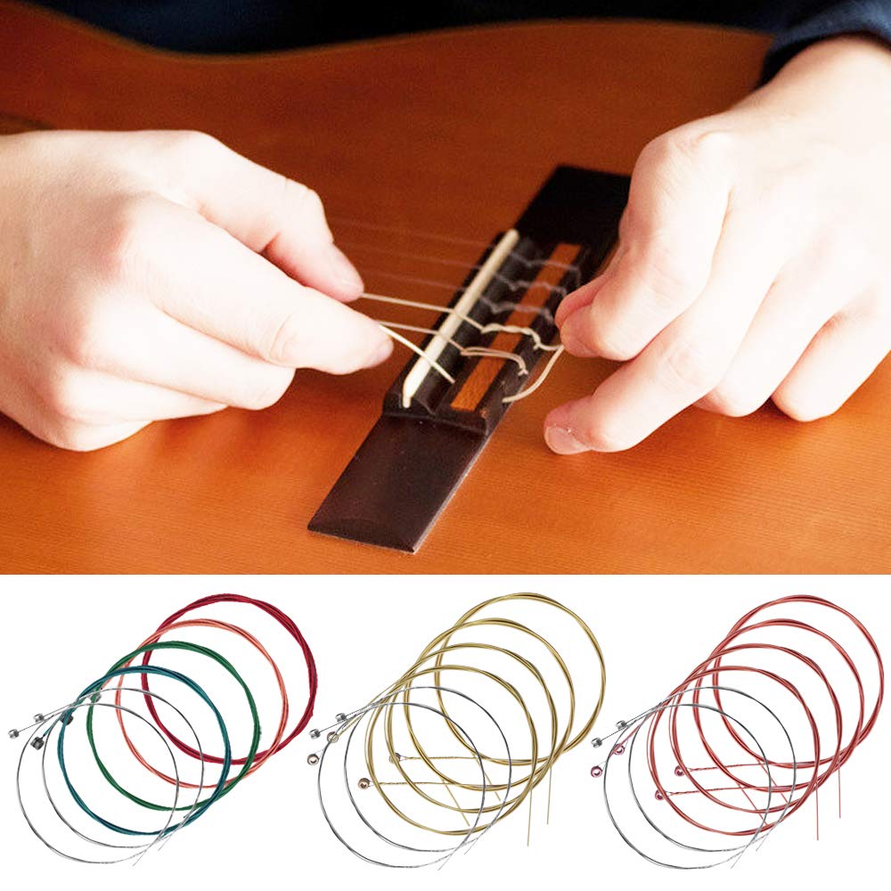 Guitar Strings Acoustic 6 Strings Set of 3,maxin Guitar Strings Pack Replacement Steel String for Acoustic Guitar with Guitar String Winder and Cutter, Bridge Pin Puller 3 in 1,Guitar Picks