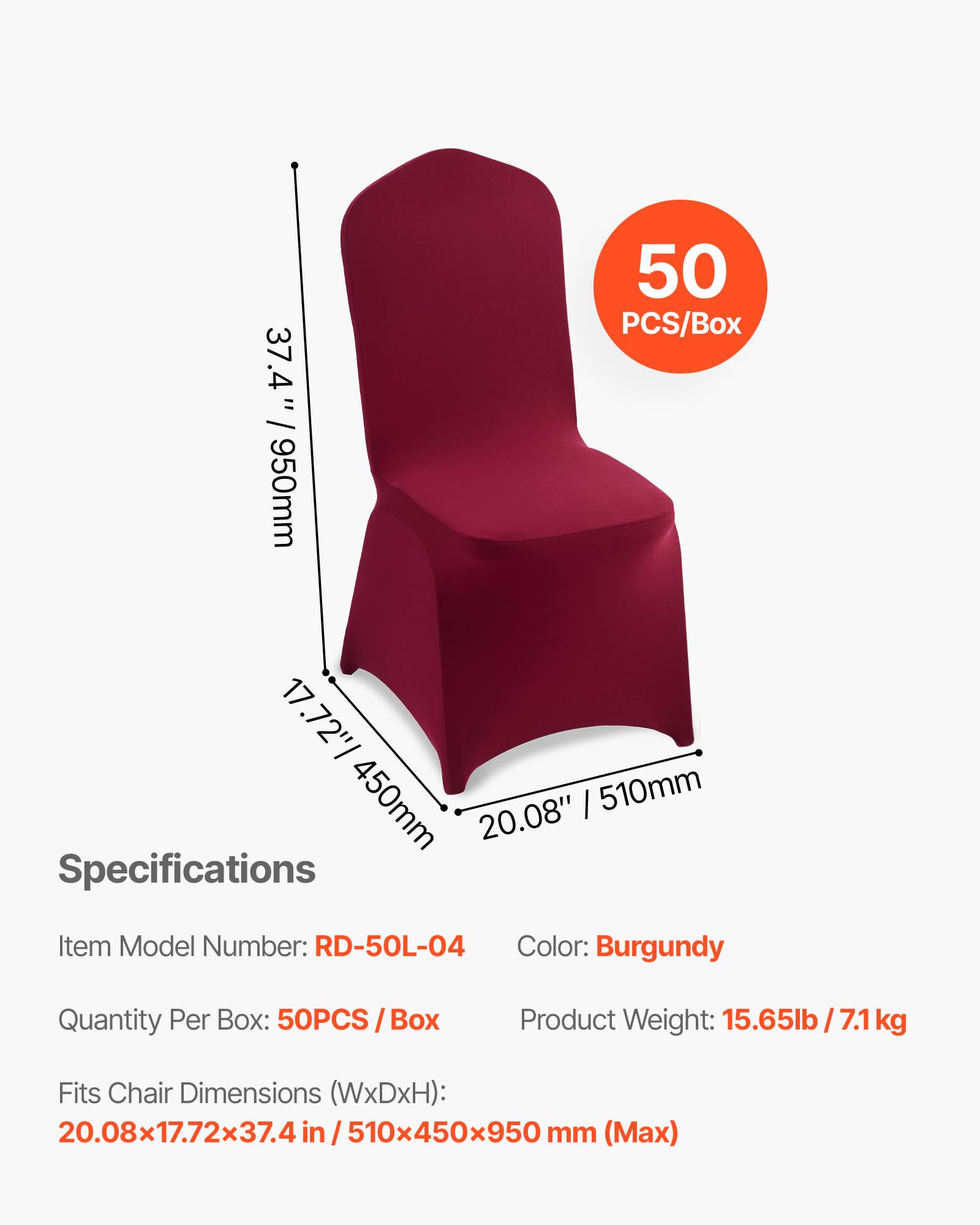 VEVOR 50 Pcs Navy Blue Chair Covers, Polyester Spandex Chair Cover, Stretch Slipcovers for Wedding Party Dining Banquet Flat-Front Chair Covers, Fits Chair Measures up to 20.08 x 17.72 x 37.4 inch