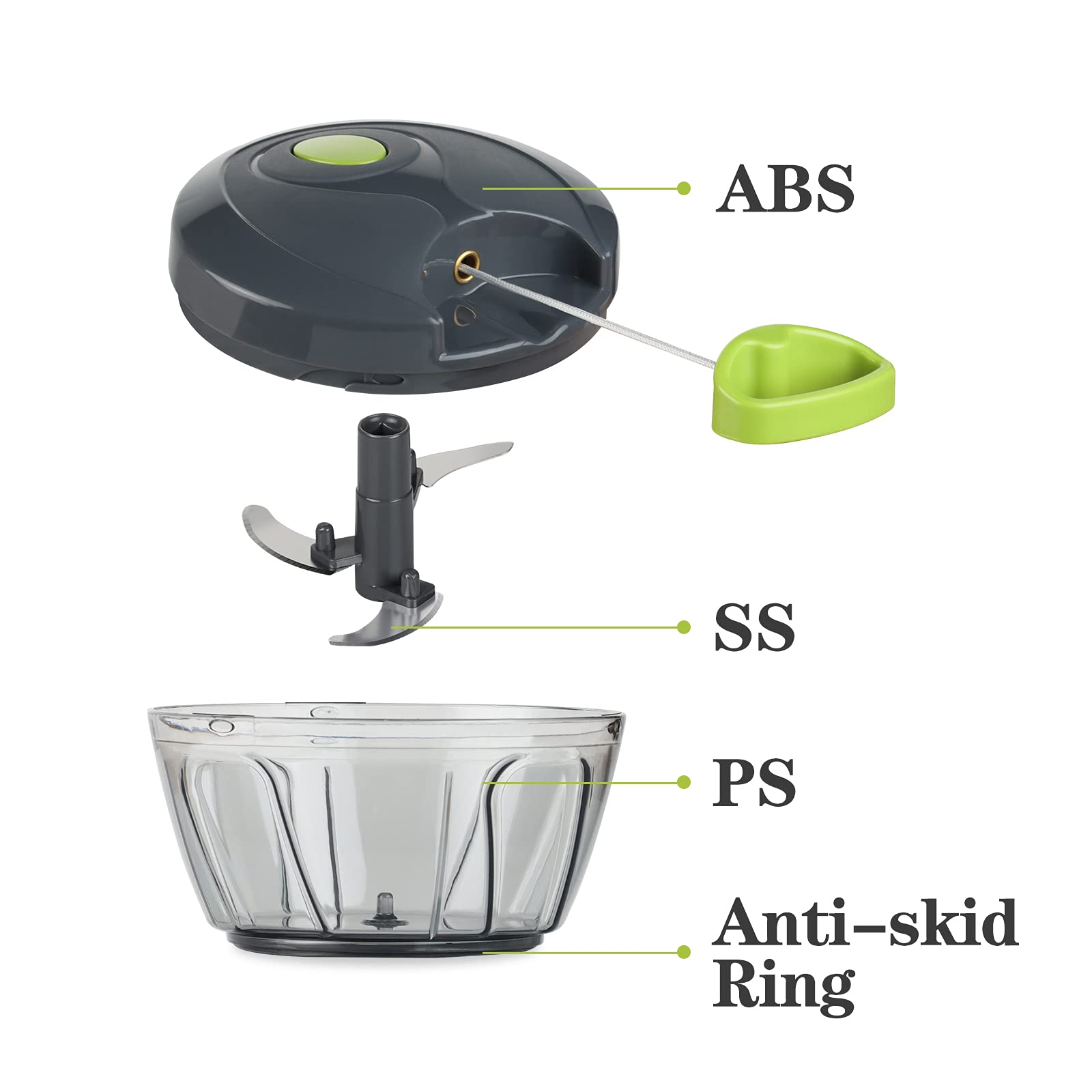 Cambom Manual Food Chopper Vegetable Cutter, Hand String Vegetable Chopper Onions Cutter for Vegetable Fruits Nuts BPA Free Food Safe Material,