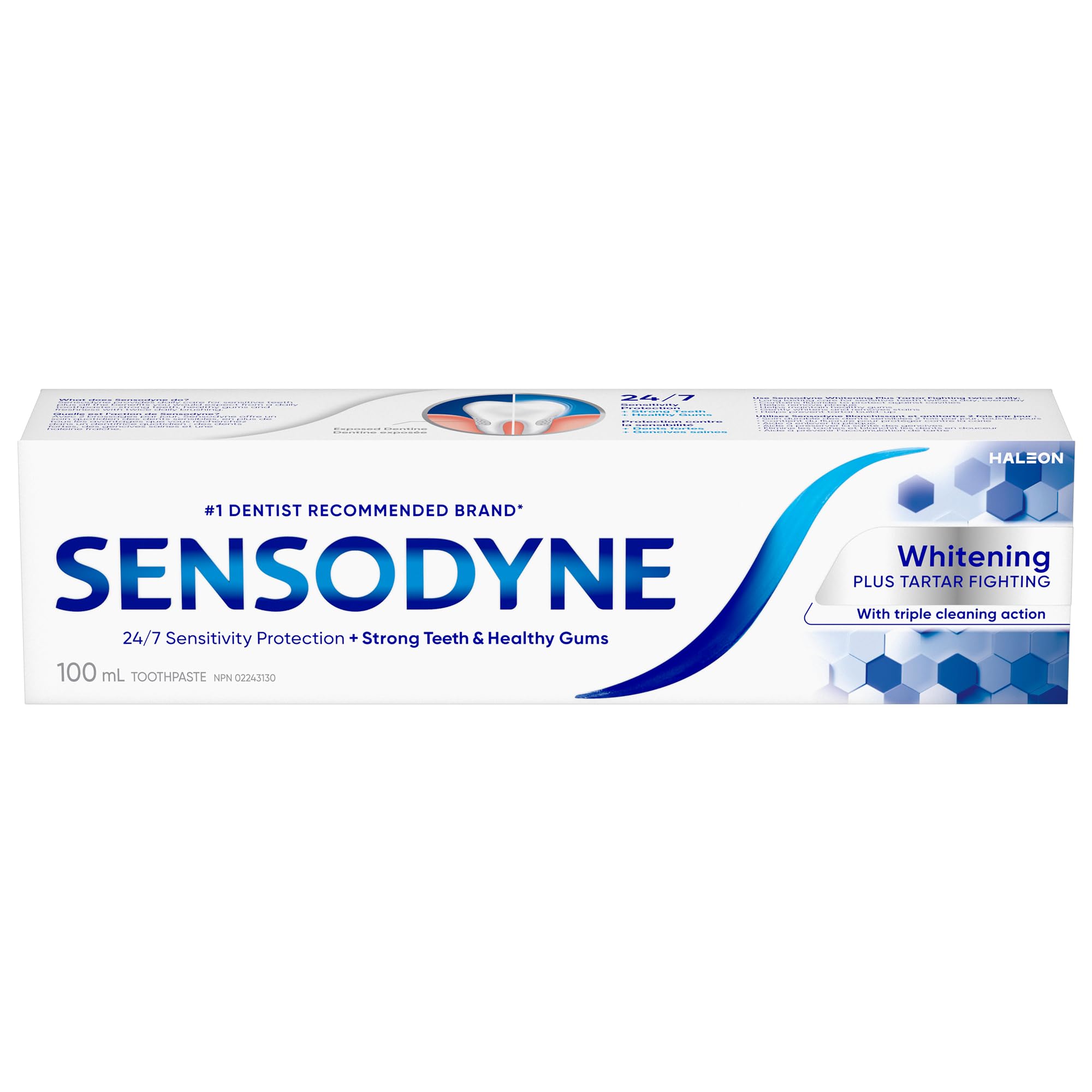 Sensodyne Whitening & Tartar toothpaste, Strengthens Protects and Whitens Sensitive Teeth, 135 mL (Packaging May Vary)