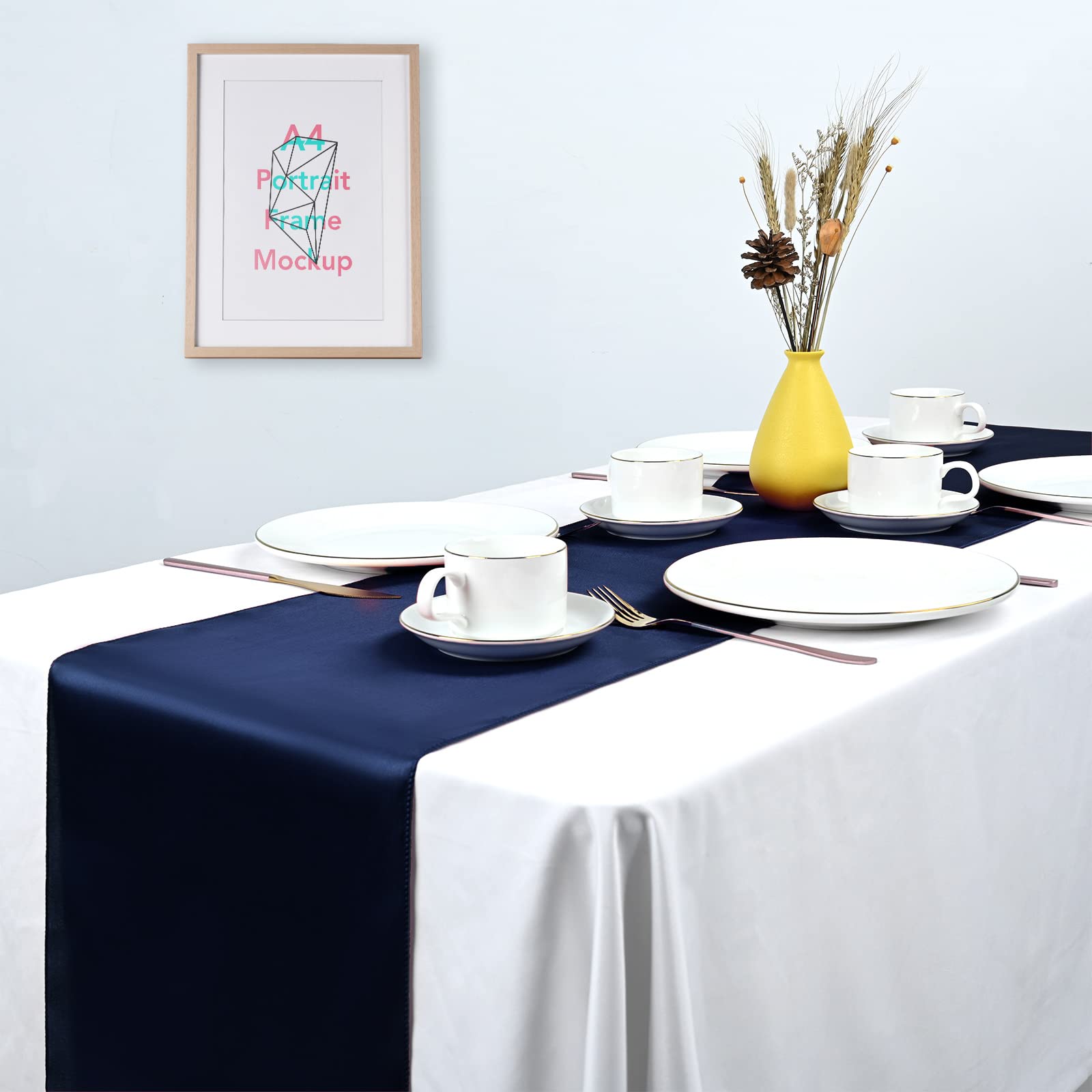Pesonlook 15 Pack Royal Blue Table Runners 12 x 108 Inch Long for Rectangle Round Tables, Satin Table Runner for Wedding, Birthday Party Banquets Graduation Engagements Decoration
