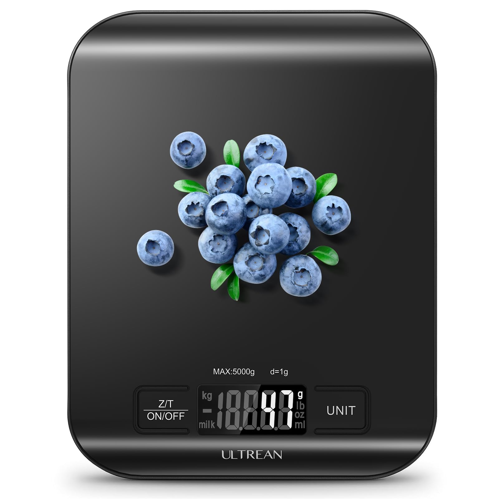 Ultrean Food Scale, Digital Kitchen Scale Weight Grams and Ounces for Baking and Cooking, 6 Units with Tare Function, 11lb (Batteries Included) (Black)