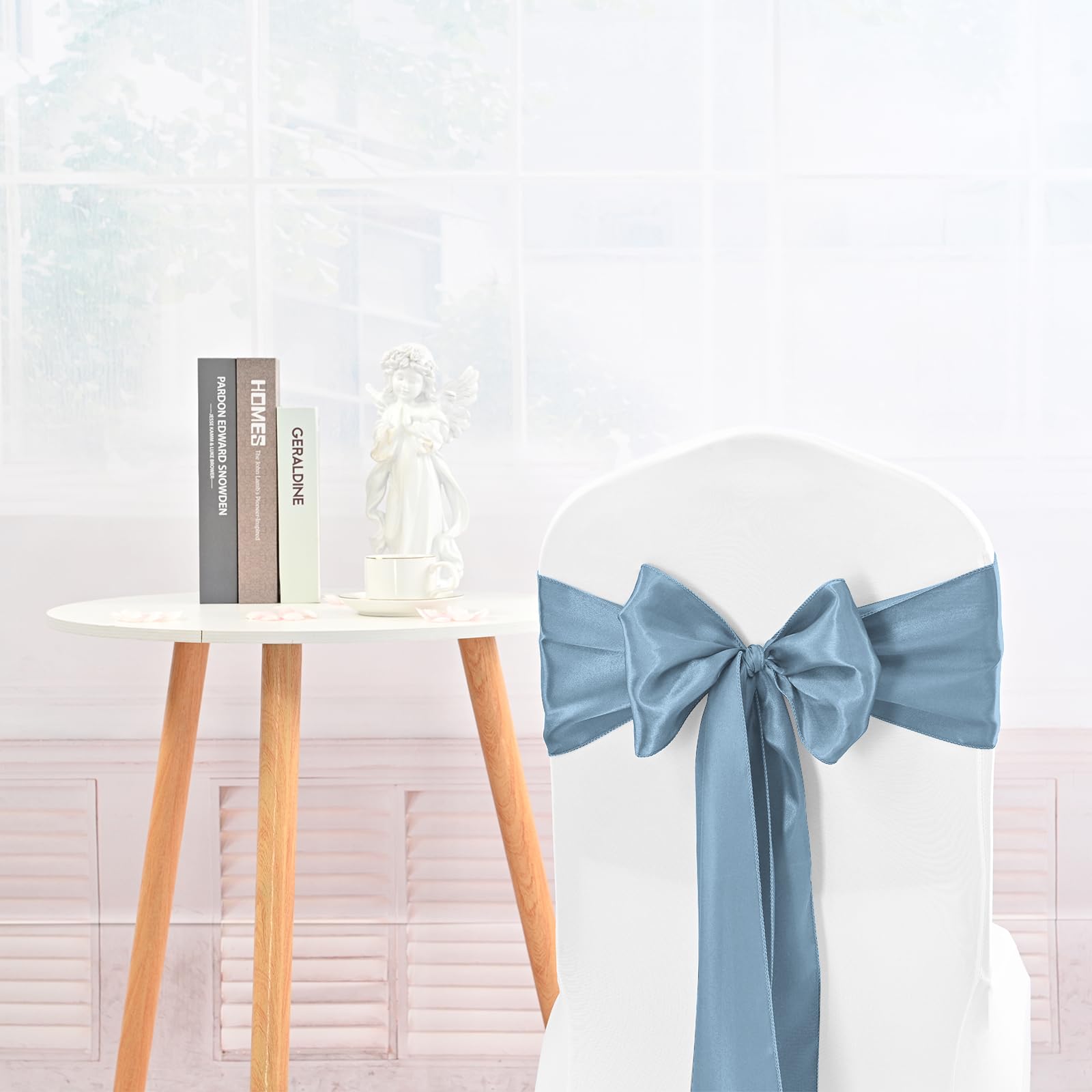 100 PCS Satin Chair Sashes Red Bows Sashes for Chair Covers, Washable Reusable Chair Cover Back Tie Supplies for Wedding Reception Events Banquets Home Kitchen Decoration (7 x 108 inch)
