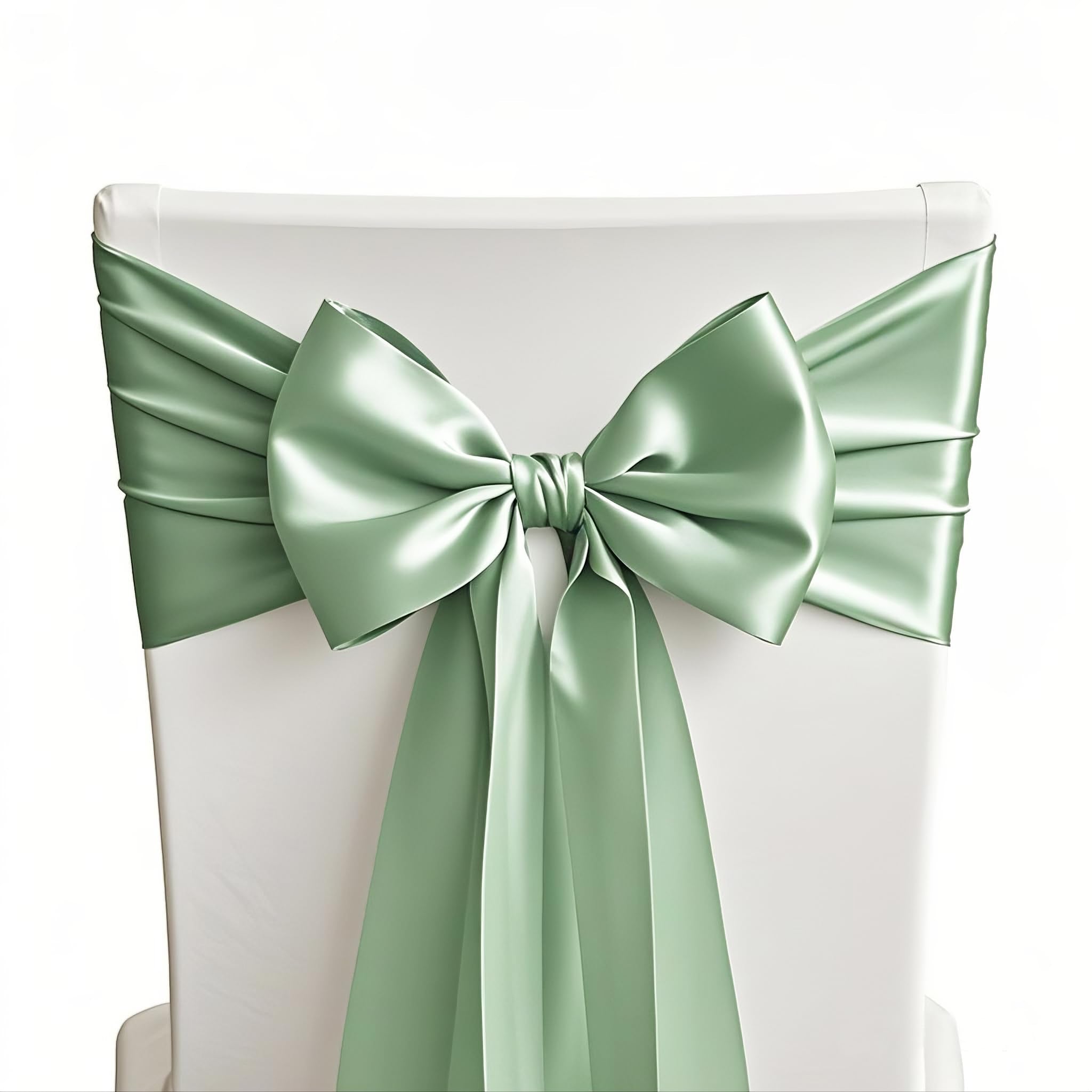 50 Baby Blue Chair Sashes Satin Chair Bows for Wedding Birthday Party Fiesta Decor - 7x108 Inches Ribbons Ties Fitted Banquets Folding Decorations