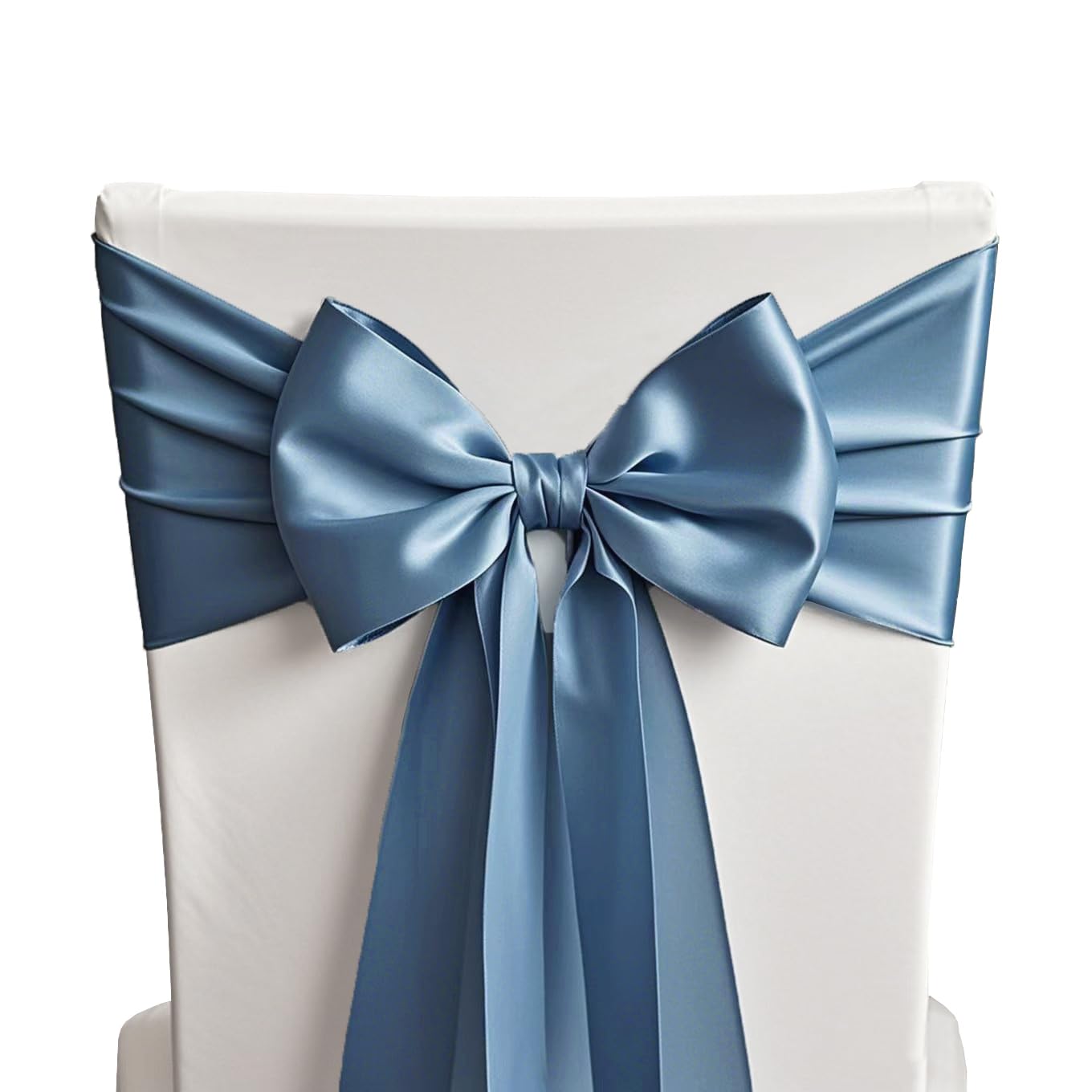 50 Baby Blue Chair Sashes Satin Chair Bows for Wedding Birthday Party Fiesta Decor - 7x108 Inches Ribbons Ties Fitted Banquets Folding Decorations