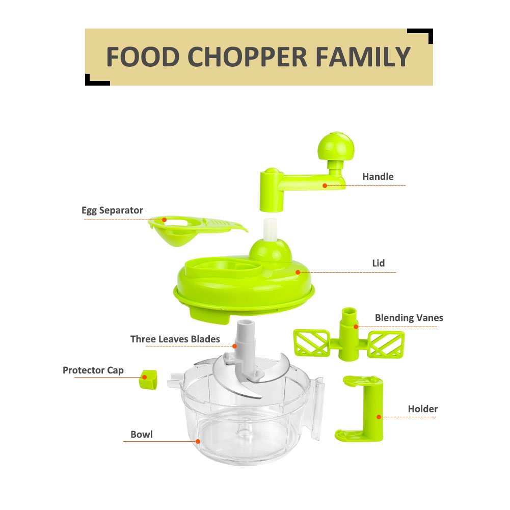 Cambom Manual Food Chopper Vegetable Cutter, Hand String Vegetable Chopper Onions Cutter for Vegetable Fruits Nuts BPA Free Food Safe Material,