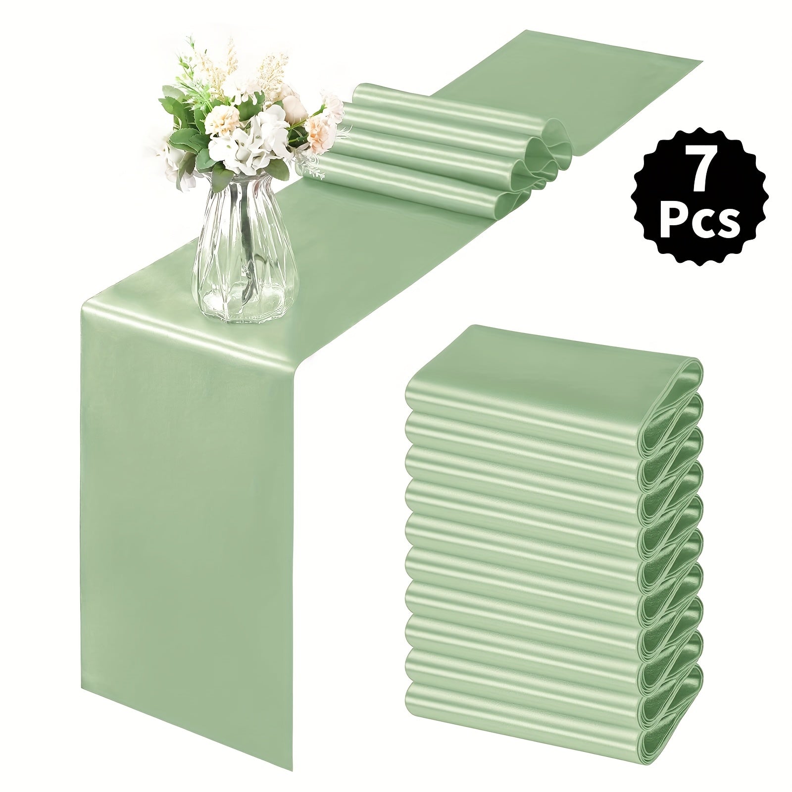 7pcs Satin Tablecloths, 12x108 Inches | Smooth Polyester Fabric, Ideal for Weddings, Birthday Parties, Banquets, Hotel Events, Decorates Rectangular and Round Tables