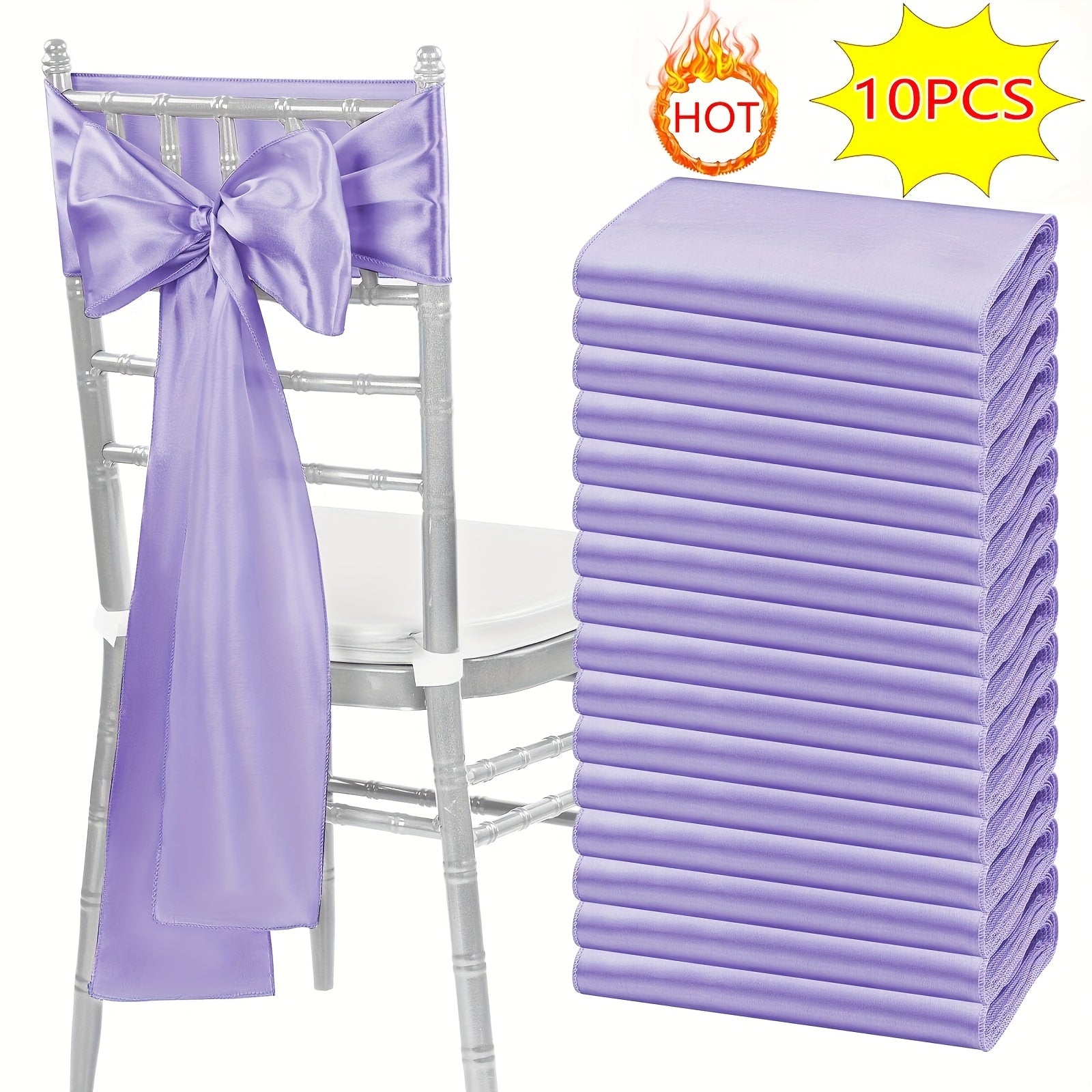 10-Pack Satin Chair Ties & Table Runners - 7x108 Inch Party Streamers for Weddings, Birthdays & Events
