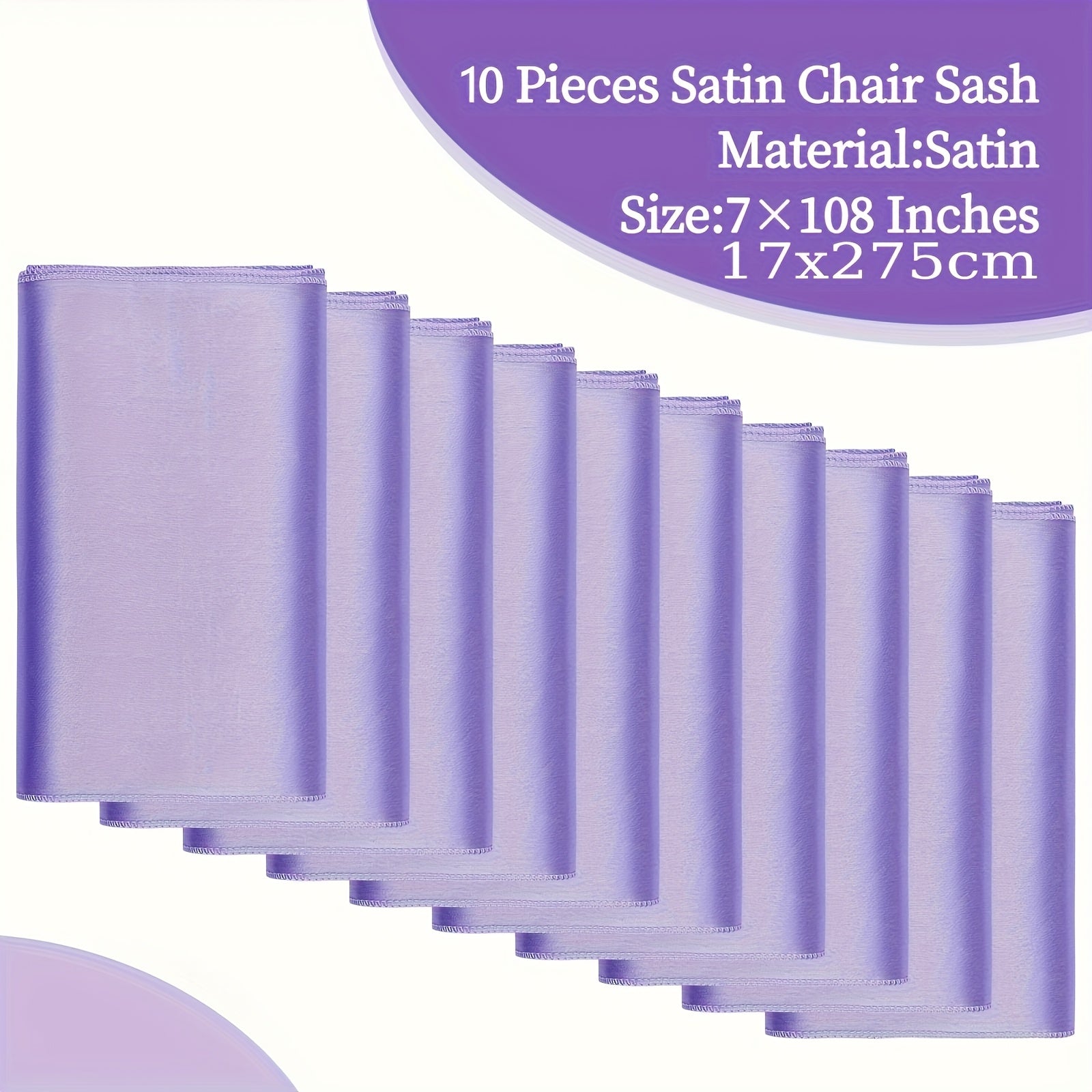 10-Pack Satin Chair Ties & Table Runners - 7x108 Inch Party Streamers for Weddings, Birthdays & Events