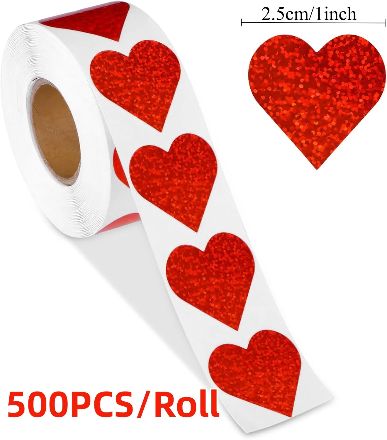 1-5Rolls Red Pink Heart Stickers(500pcs/Roll)for Valentines Day Wedding Gift Packing Bag Packaging Labels Love DIY Stickers