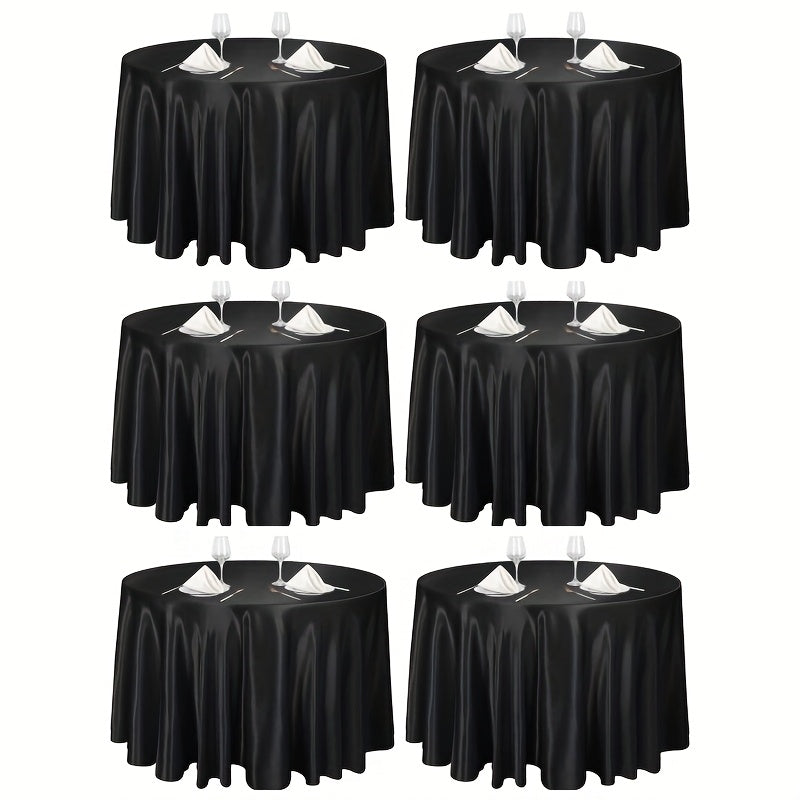 6pcs Handmade Round Satin Tablecloth - Bright Color, 57/90 Inch Diameter Wedding & Banquet Table, Smooth Glossy Suitable for Valentine' Day, Parties, Elegant Dining Table Decor - Luxury Fabric
