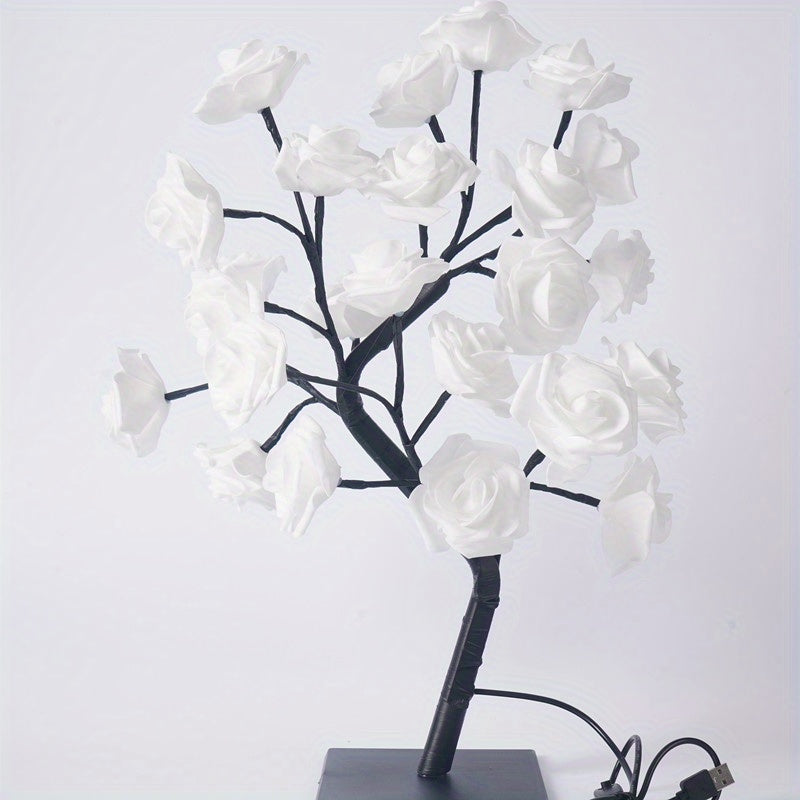 1pc Rose Tree Lamp, DIY Branches Night Lights, Flower Lamp For Valentine's Day Wedding Decor, Bedroom Home Decor