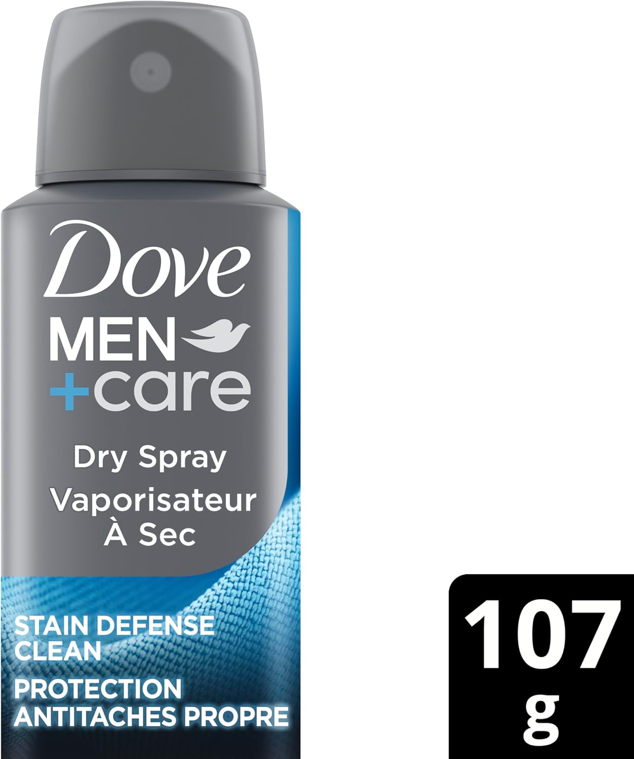 Dove Men+Care Antiperspirant Deodorant Dry Spray For Men Anti-White Marks & Yellow Stains, 72-hour Sweat and Odour Protection Stain Defense Clean with Triple Defense Technology, 107g