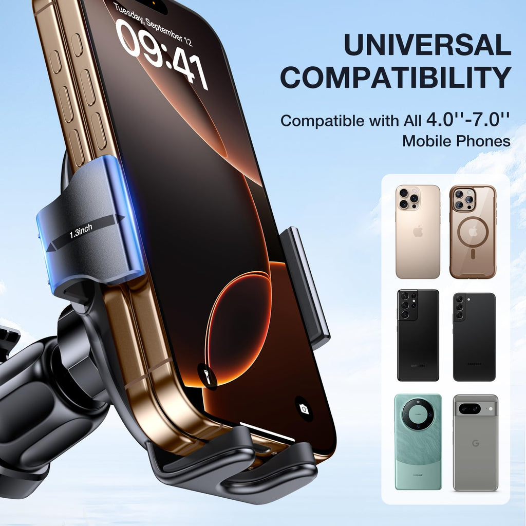 Miracase Phone Holder for Car Vent【2026 Wider Clamp & Metal Hook】 Car Phone Holder Mount for Vent Clip Hand Free Cell Phone Car Mount for iPhone 17 Pro Max 16 15 14 13 12 Samsung S25 Car Accesorries