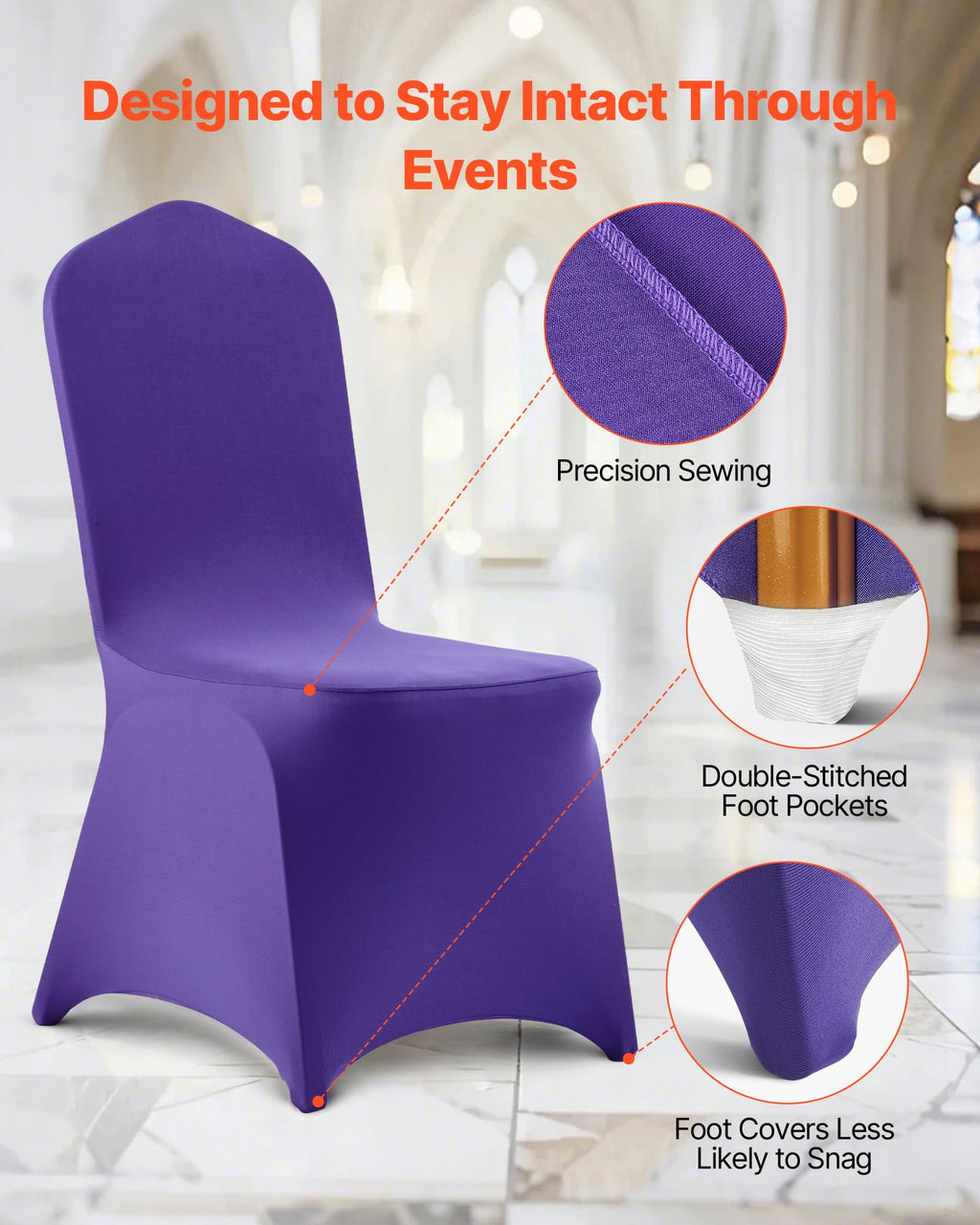 VEVOR 50 Pcs Navy Blue Chair Covers, Polyester Spandex Chair Cover, Stretch Slipcovers for Wedding Party Dining Banquet Flat-Front Chair Covers, Fits Chair Measures up to 20.08 x 17.72 x 37.4 inch