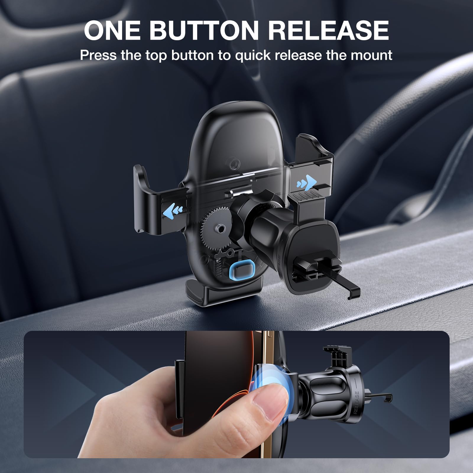 Miracase Phone Holder for Car Vent【2026 Wider Clamp & Metal Hook】 Car Phone Holder Mount for Vent Clip Hand Free Cell Phone Car Mount for iPhone 17 Pro Max 16 15 14 13 12 Samsung S25 Car Accesorries