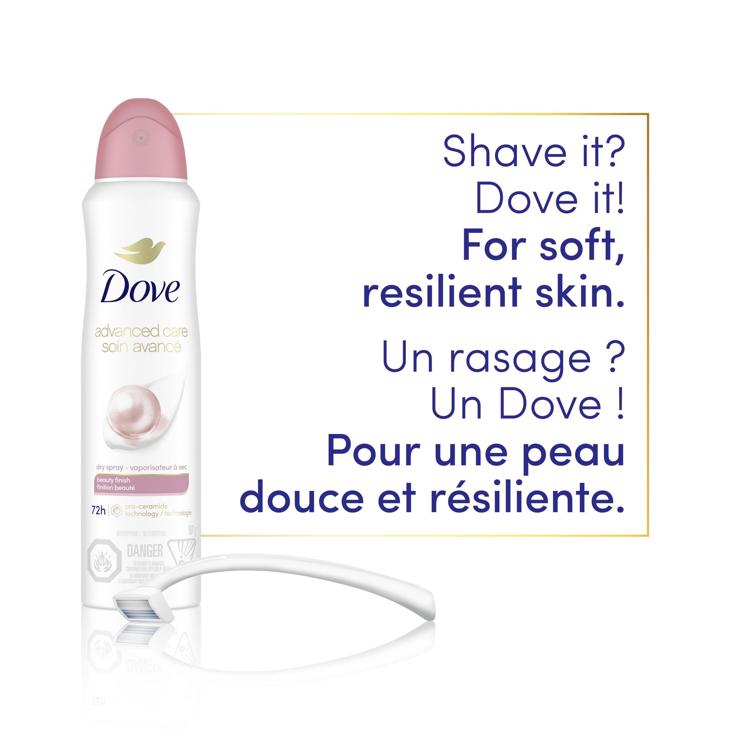 Dove Advanced Care Beauty Finish Dry Spray Antiperspirant Deodorant for Women with ¼ Moisturizers 107 g