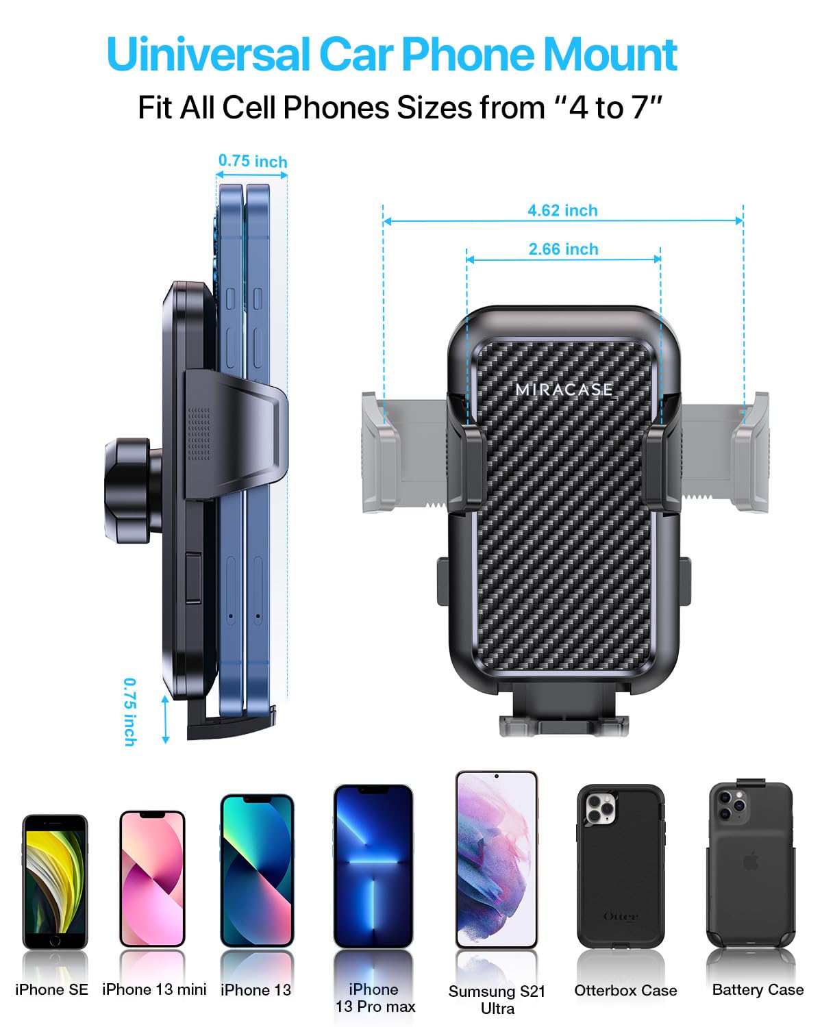 Miracase Phone Holder for Car Vent【2026 Wider Clamp & Metal Hook】 Car Phone Holder Mount for Vent Clip Hand Free Cell Phone Car Mount for iPhone 17 Pro Max 16 15 14 13 12 Samsung S25 Car Accesorries