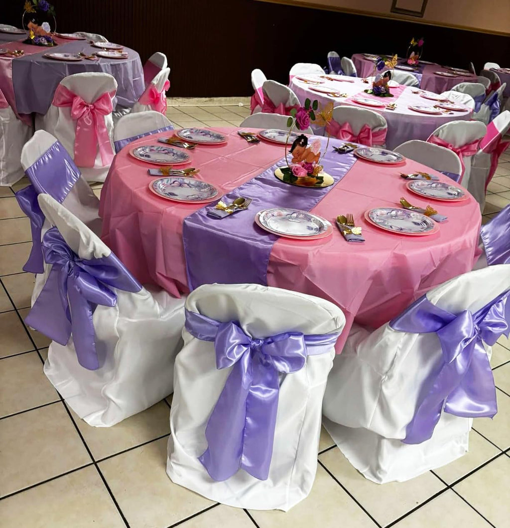 50 Baby Blue Chair Sashes Satin Chair Bows for Wedding Birthday Party Fiesta Decor - 7x108 Inches Ribbons Ties Fitted Banquets Folding Decorations