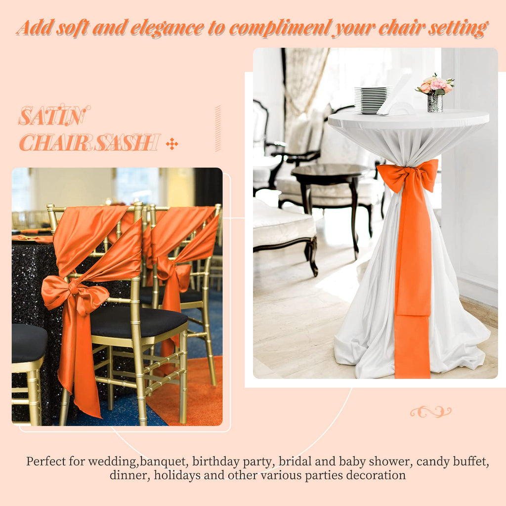 100 PCS Satin Chair Sashes Red Bows Sashes for Chair Covers, Washable Reusable Chair Cover Back Tie Supplies for Wedding Reception Events Banquets Home Kitchen Decoration (7 x 108 inch)