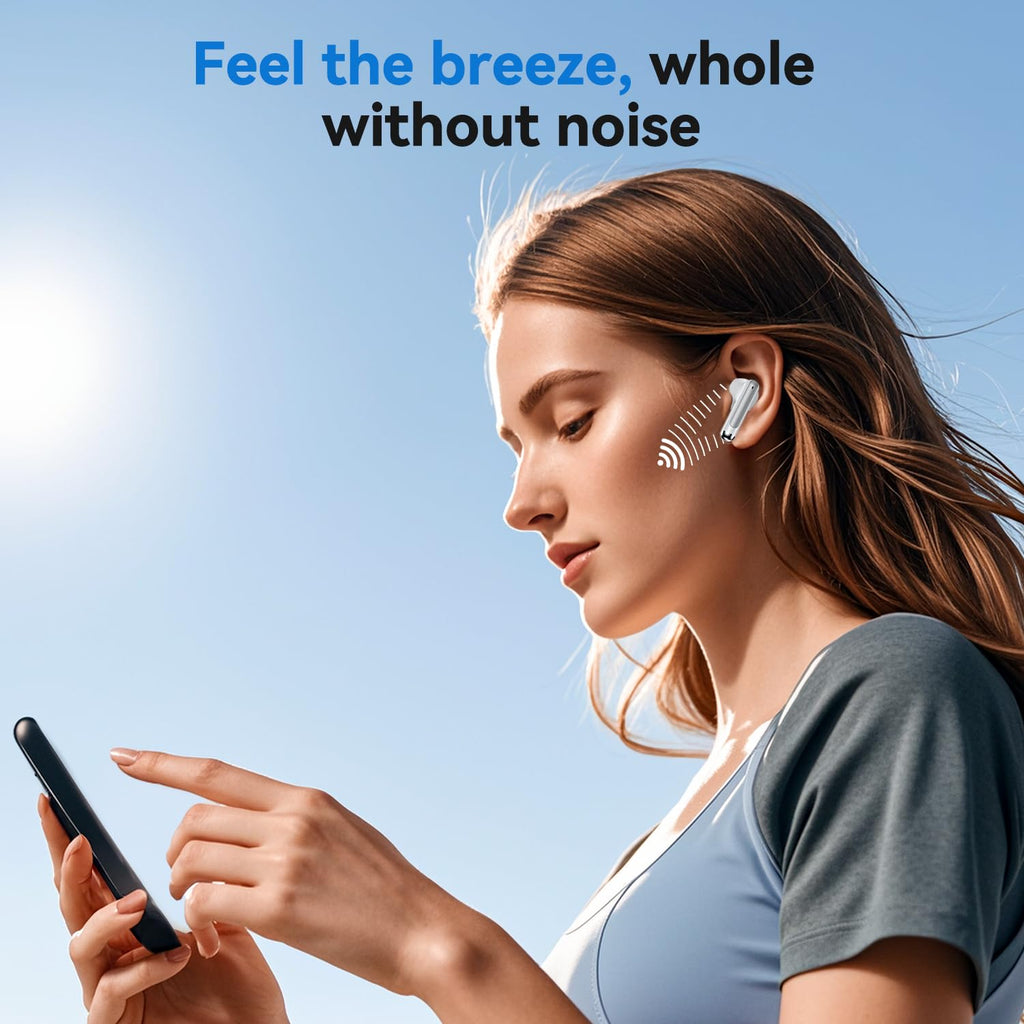 Wireless Earbuds, Bluetooth 5.4 Bass Stereo Headphones with 4 ENC Mic, 50H Playback Ear Buds with Charging Case LED Display,Sport Earphones IPX7 Waterproof for Phone, Android, Pad, Brightening