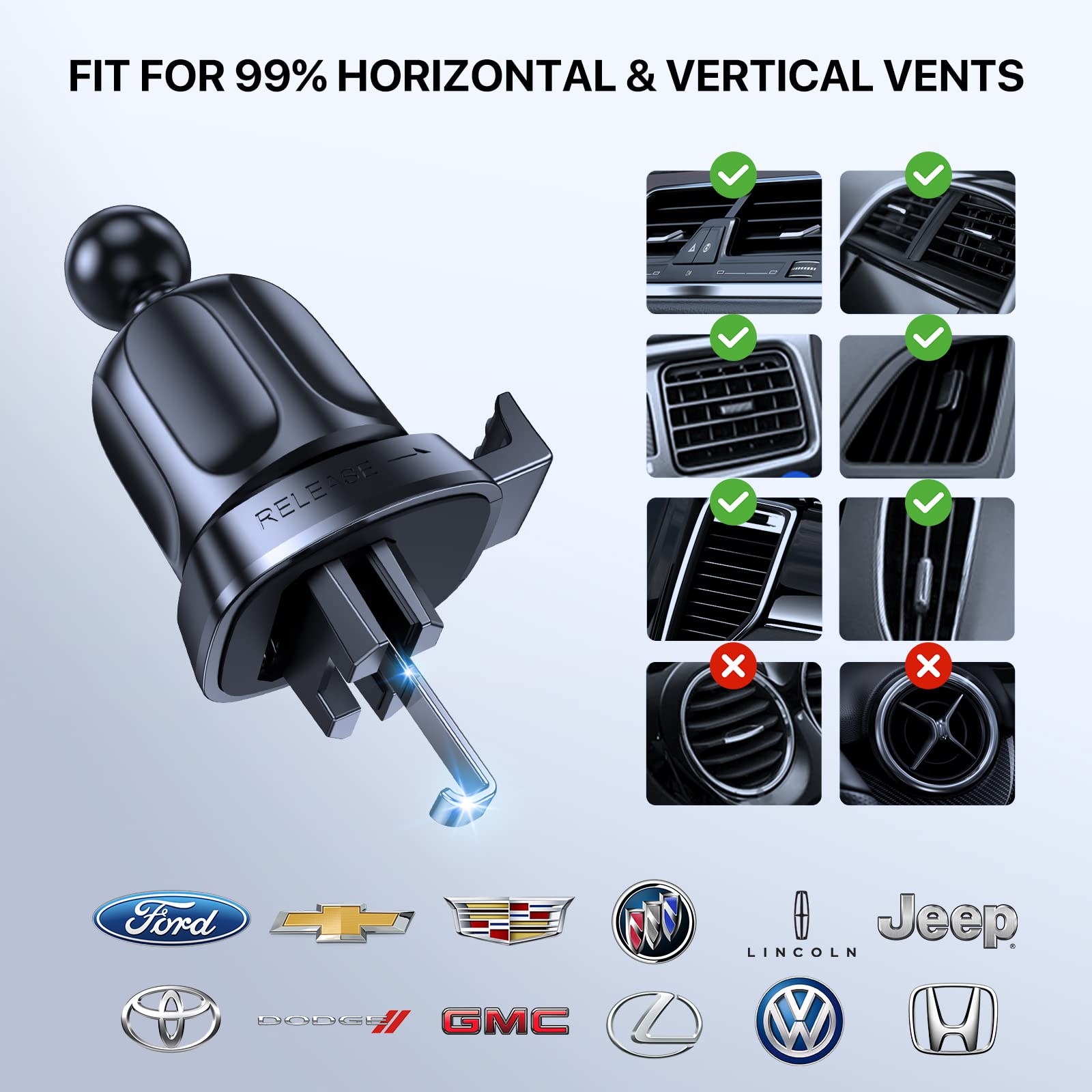 Miracase Phone Holder for Car Vent【2026 Wider Clamp & Metal Hook】 Car Phone Holder Mount for Vent Clip Hand Free Cell Phone Car Mount for iPhone 17 Pro Max 16 15 14 13 12 Samsung S25 Car Accesorries