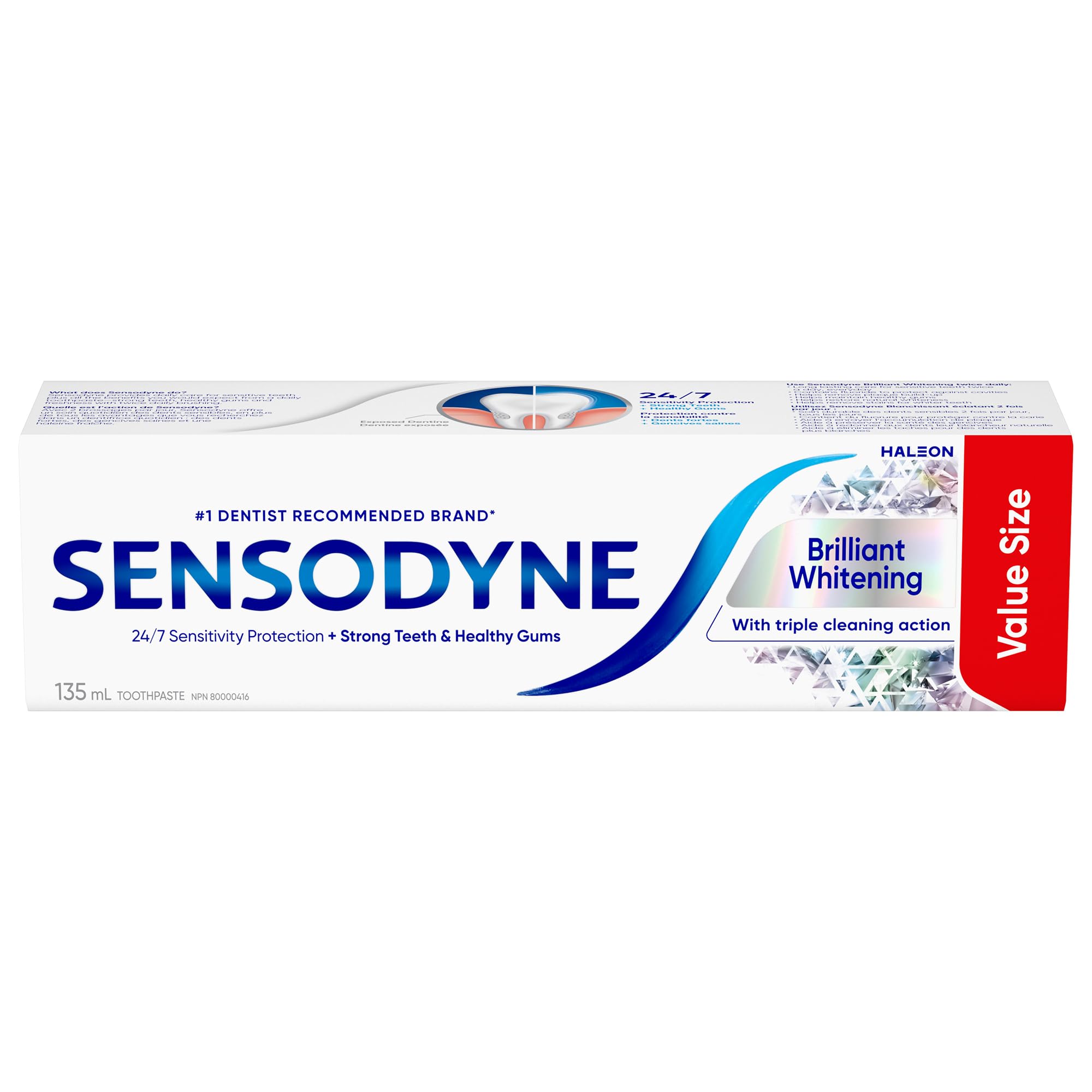 Sensodyne Whitening & Tartar toothpaste, Strengthens Protects and Whitens Sensitive Teeth, 135 mL (Packaging May Vary)