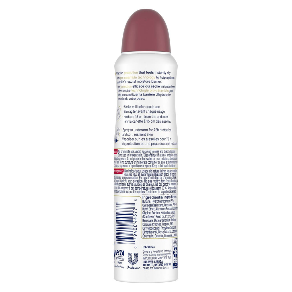 Dove Advanced Care Beauty Finish Dry Spray Antiperspirant Deodorant for Women with ¼ Moisturizers 107 g