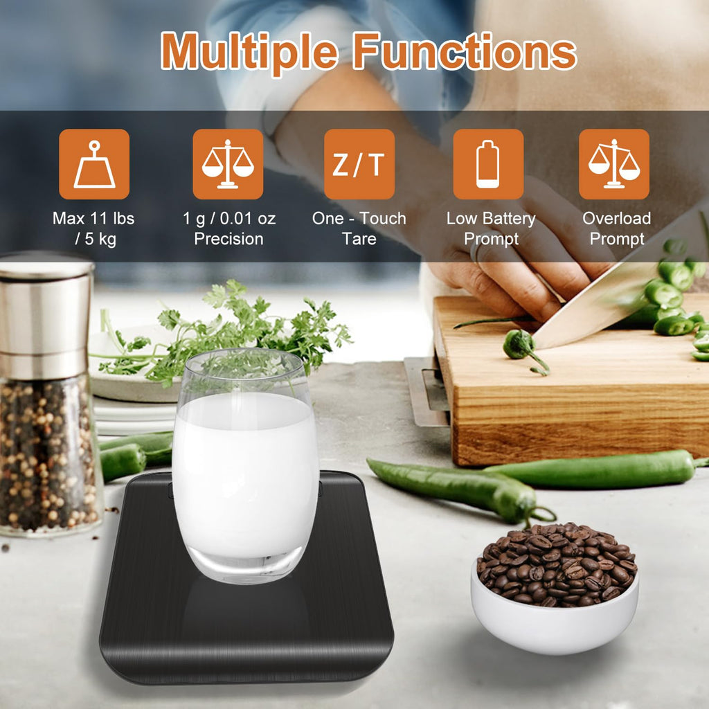 CROWNFUL Food Scale, 11lb Digital Kitchen Scales Weight Ounces and Grams for Cooking and Baking, 6 Units with Tare Function (Battery Included)