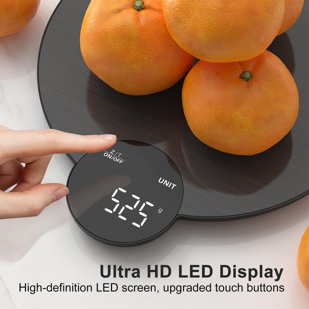 Ultrean Food Scale, Digital Kitchen Scale Weight Grams and Ounces for Baking and Cooking, 6 Units with Tare Function, 11lb (Batteries Included) (Black)
