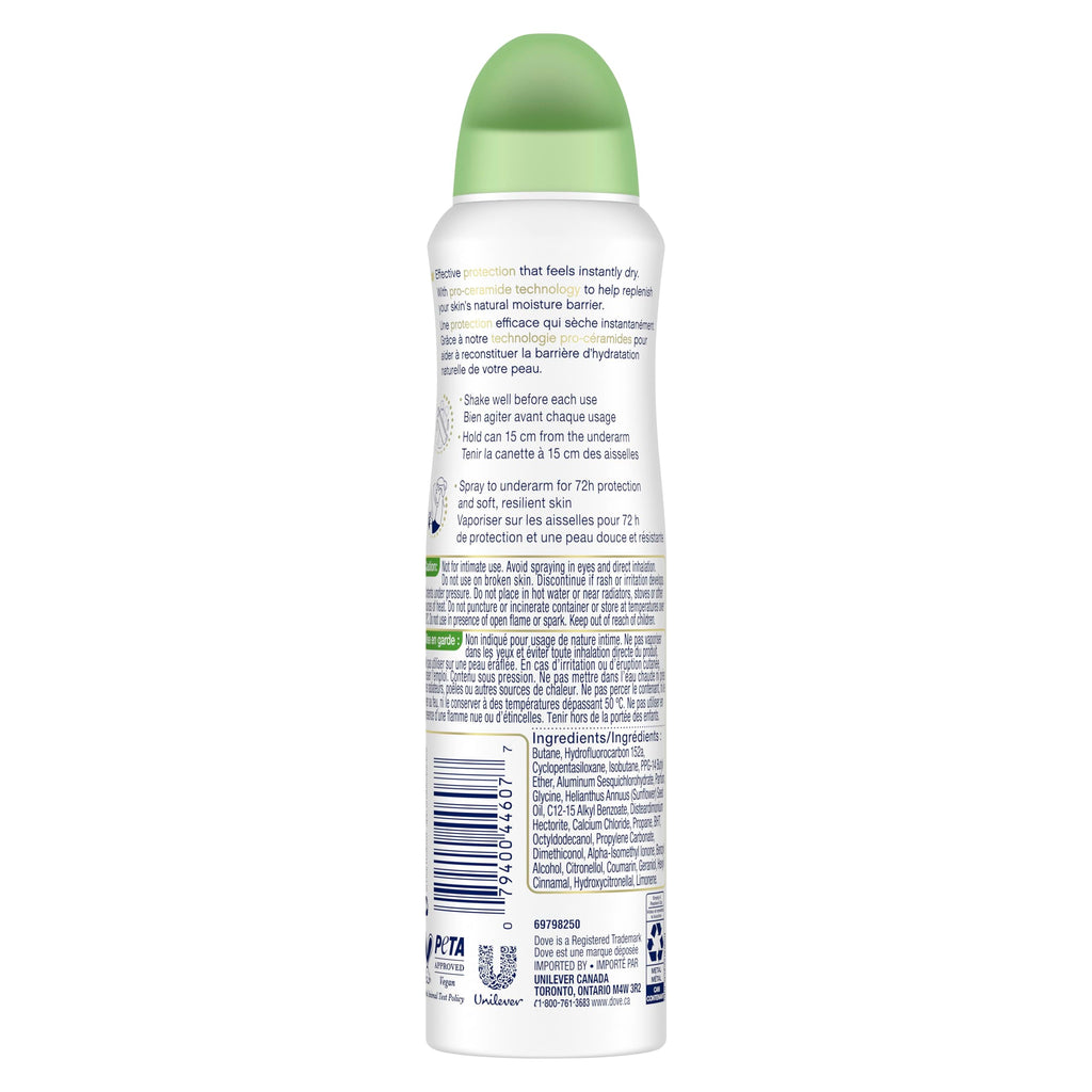 Dove Advanced Care Beauty Finish Dry Spray Antiperspirant Deodorant for Women with ¼ Moisturizers 107 g