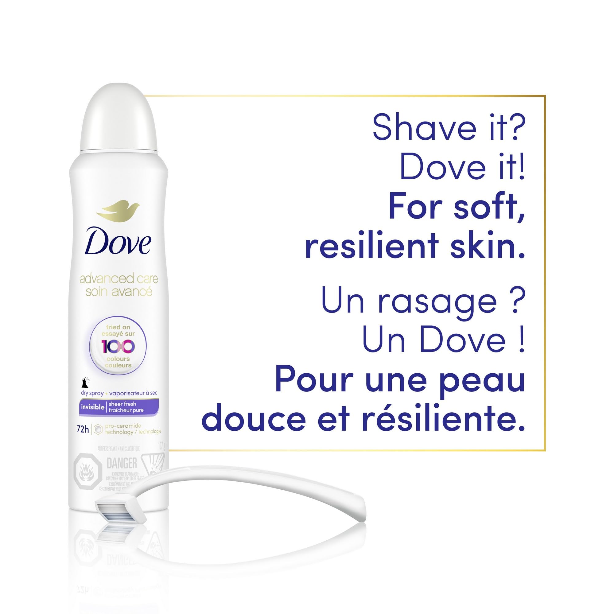 Dove Advanced Care Beauty Finish Dry Spray Antiperspirant Deodorant for Women with ¼ Moisturizers 107 g