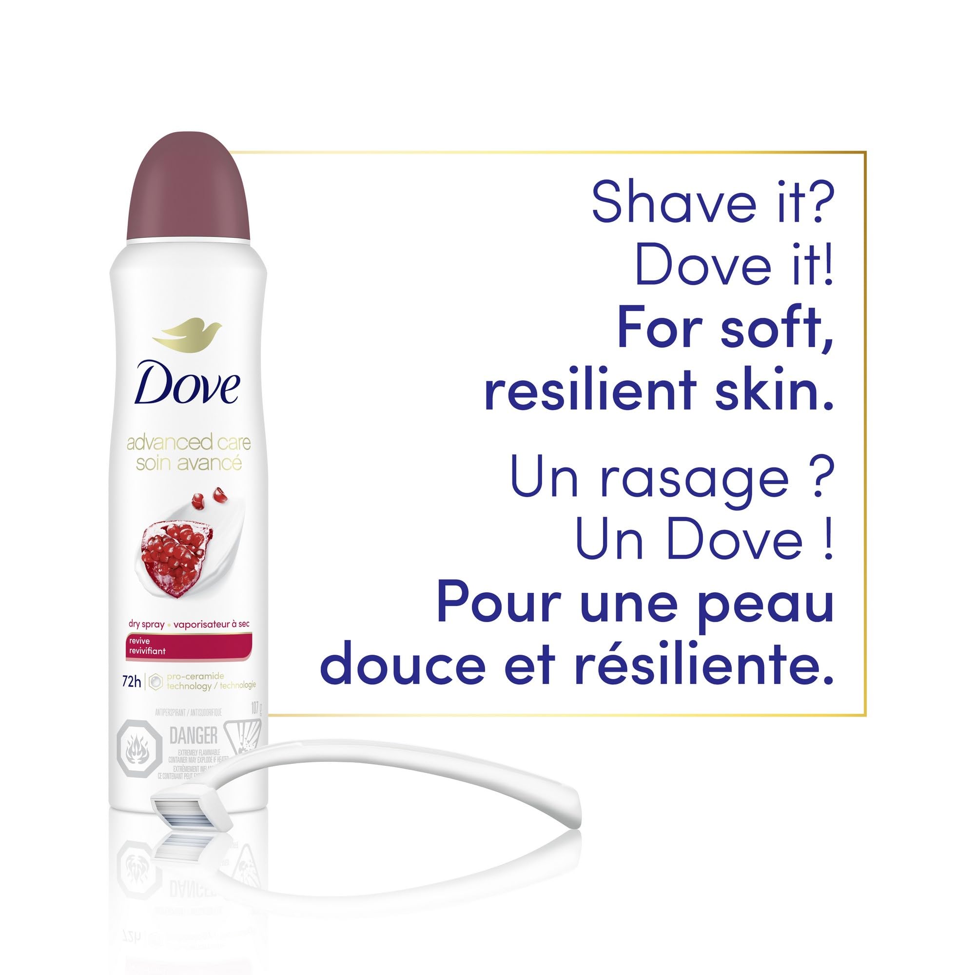 Dove Advanced Care Beauty Finish Dry Spray Antiperspirant Deodorant for Women with ¼ Moisturizers 107 g