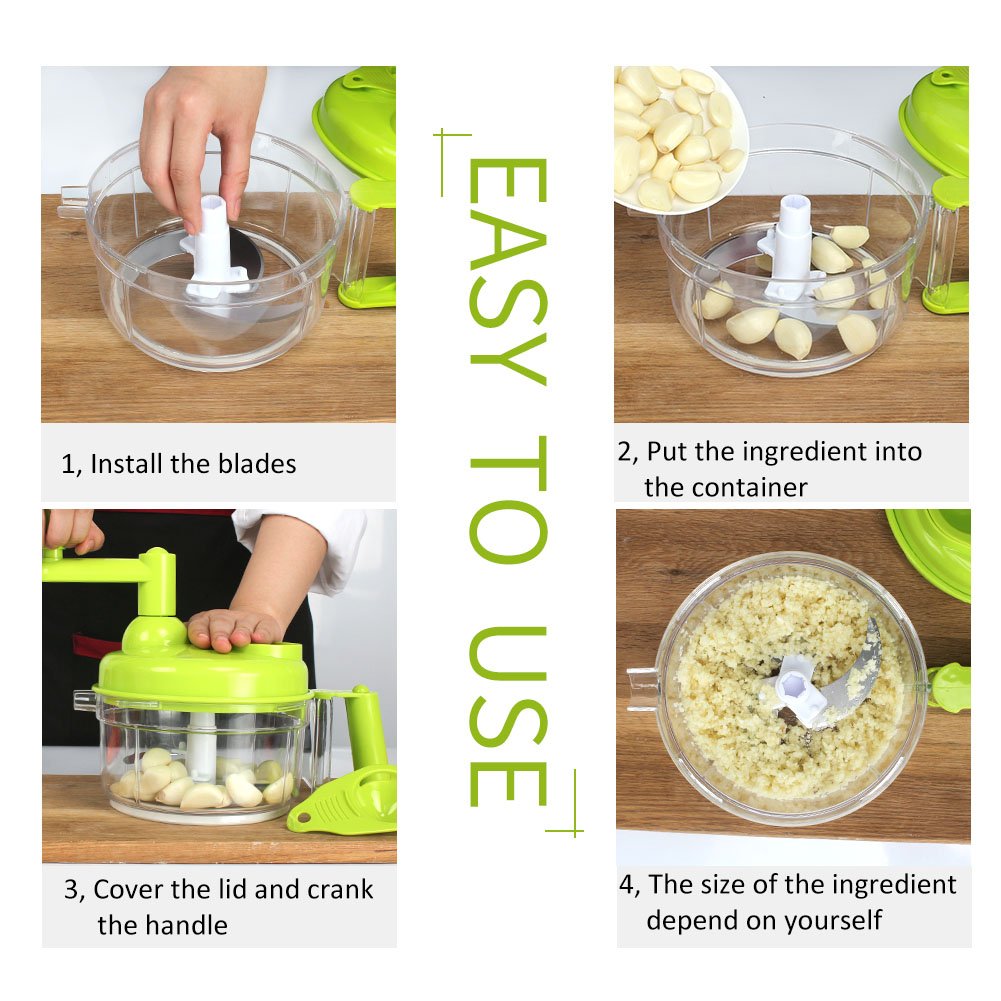Cambom Manual Food Chopper Vegetable Cutter, Hand String Vegetable Chopper Onions Cutter for Vegetable Fruits Nuts BPA Free Food Safe Material,