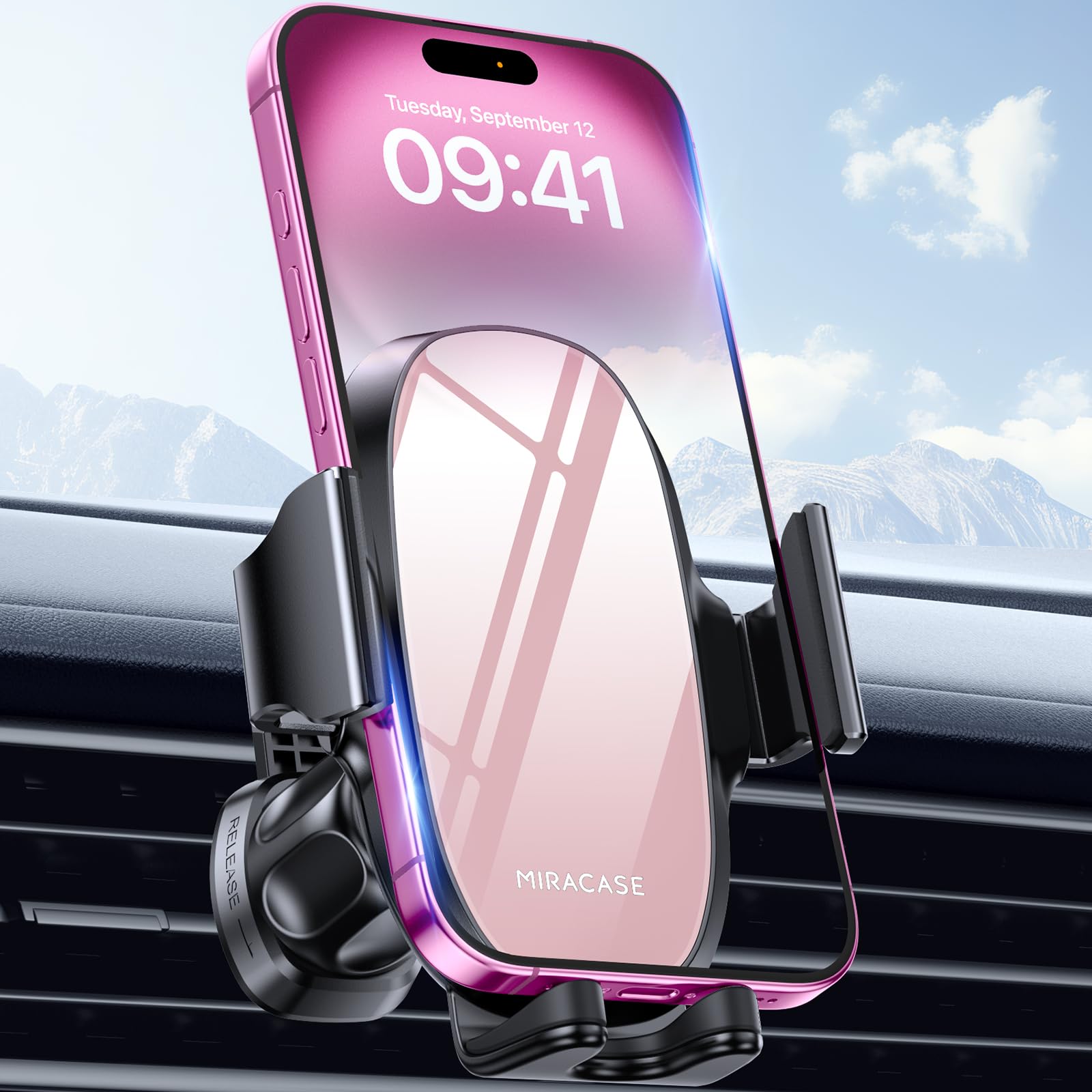 Miracase Phone Holder for Car Vent【2026 Wider Clamp & Metal Hook】 Car Phone Holder Mount for Vent Clip Hand Free Cell Phone Car Mount for iPhone 17 Pro Max 16 15 14 13 12 Samsung S25 Car Accesorries
