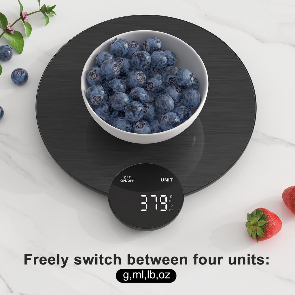 Ultrean Food Scale, Digital Kitchen Scale Weight Grams and Ounces for Baking and Cooking, 6 Units with Tare Function, 11lb (Batteries Included) (Black)