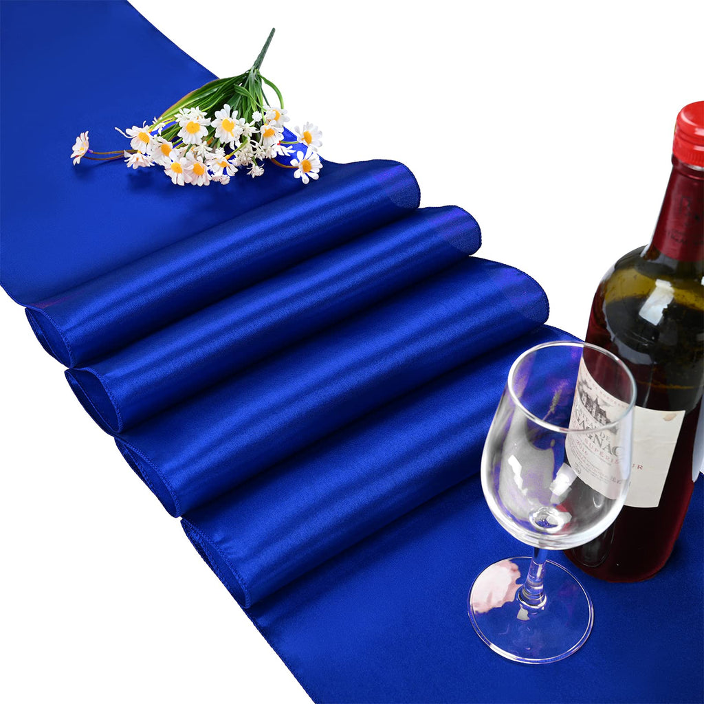 Pesonlook 15 Pack Royal Blue Table Runners 12 x 108 Inch Long for Rectangle Round Tables, Satin Table Runner for Wedding, Birthday Party Banquets Graduation Engagements Decoration