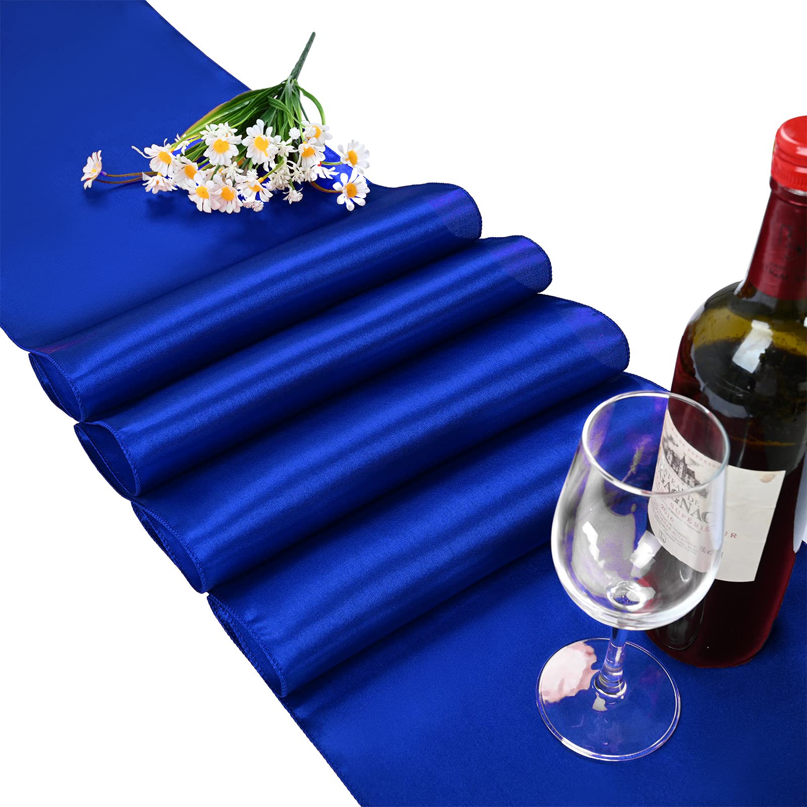 Pesonlook 15 Pack Royal Blue Table Runners 12 x 108 Inch Long for Rectangle Round Tables, Satin Table Runner for Wedding, Birthday Party Banquets Graduation Engagements Decoration